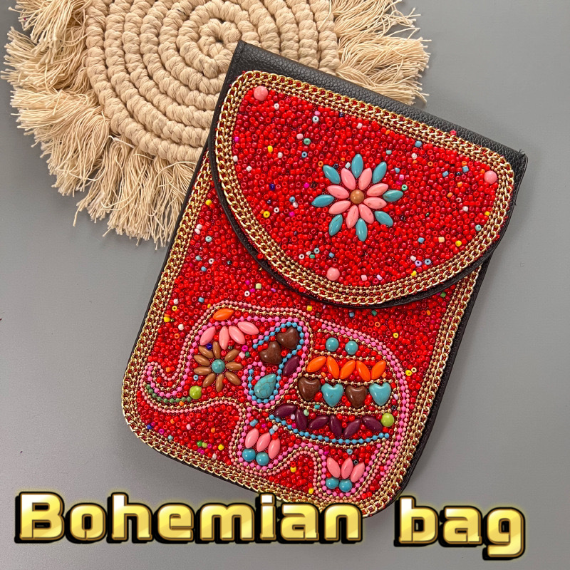 Bohemian bag新款波西米亚旅游纪念品复古重工米珠单肩包钱包手工