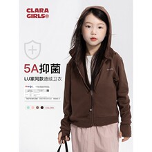 女童德绒连帽外套2025秋季新款儿童拉链开衫卫衣中大童装休闲上衣