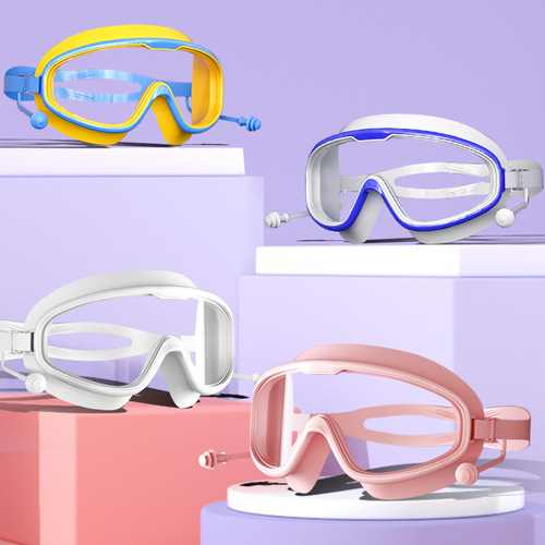 Factory direct sales children's swimming goggles for girls and boys large frame waterproof and anti-fog high-definition transparent student baby swimming goggles