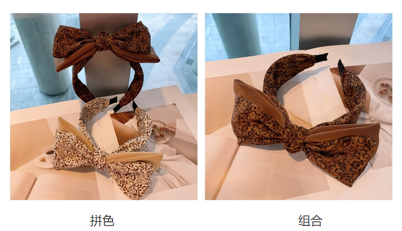 Korean Retro Leopard Print Bow Headband display picture 28