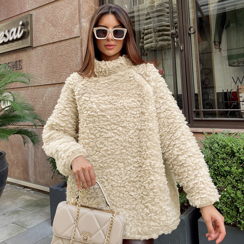 Jersey de cuello alto de lana de cordero cálido suéter de manga larga NSAFS139155