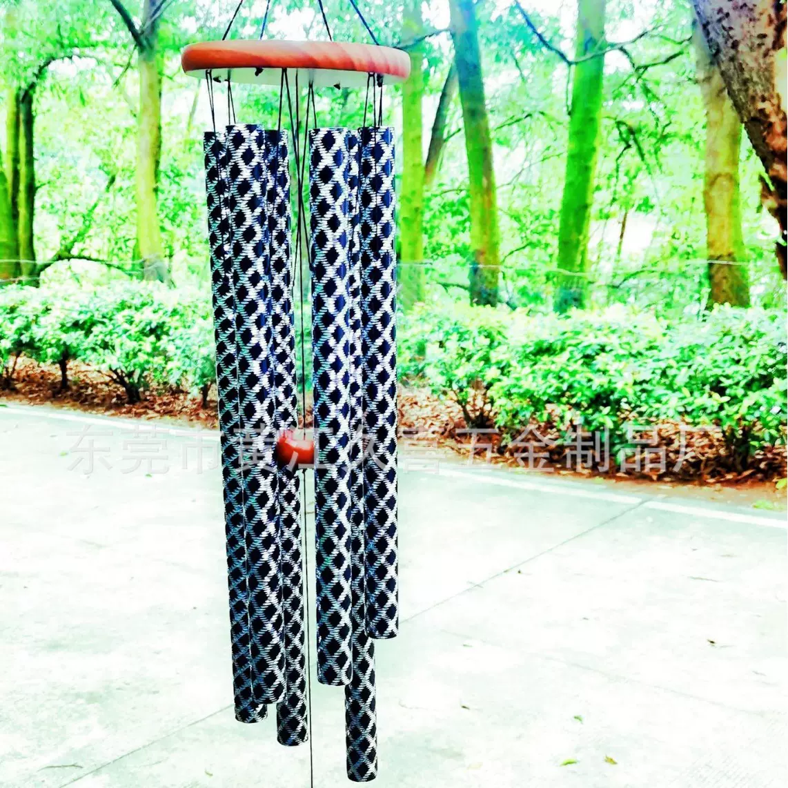 源头厂家供应亚马逊跨境电商36寸实木6管黑色刻花铝管调音风铃