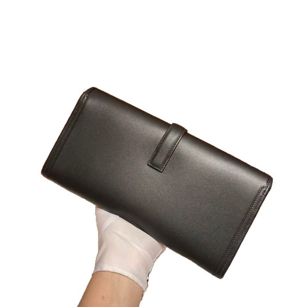 Fashion Trendy Evening Bag New Semi-Handmade Wax Thread Swift Cowhide Flap Simple Women's Clutch Genuine Leather - Thumbnail 5