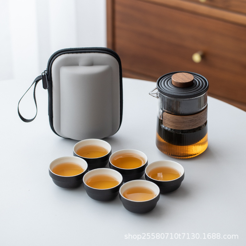 Ceramic handheld tea set for traveling