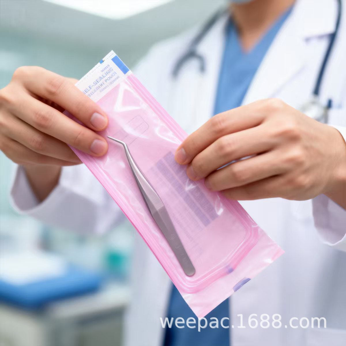 Bolsa de esterilización autoperrada de manicura de película rosa consumibles dentales bolsa de desinfección de esterilización a alta temperatura bolsa de papel y plástico bolsa de esterilización a alta temperatura