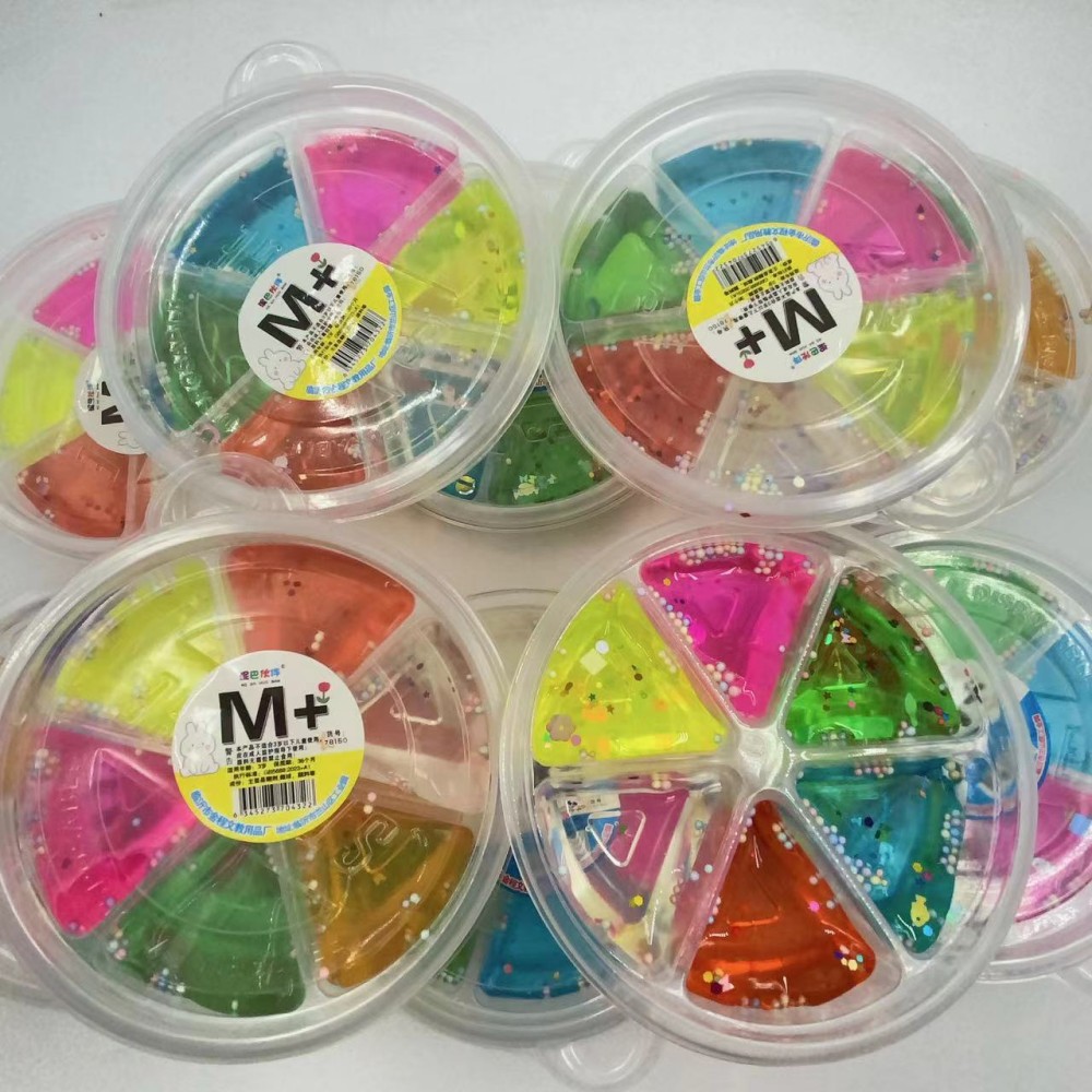 Juguete para niños de barro de cristal de arcilla de color pegamento espumante de 6 colores de descompresión de plastilina DIY de seis rejilla M pegamento al por mayor de seis colores de suministro
