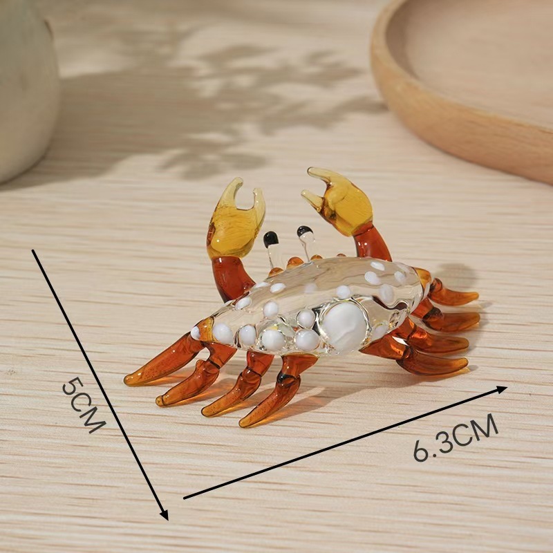 Handmade Glass Crab Ornament Unique Animal Decor
