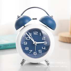强力唤醒闹钟简约学生儿童机械金属打铃闹钟静音夜灯卧室桌面钟表