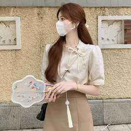 设计感显瘦轻熟风女装女春夏国潮民族新中式改良旗袍上衣高腰衬衫