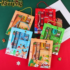 Stationery set, portable 6-piece gift box, cartoon children's Christmas gift, kindergarten New Year student small gift