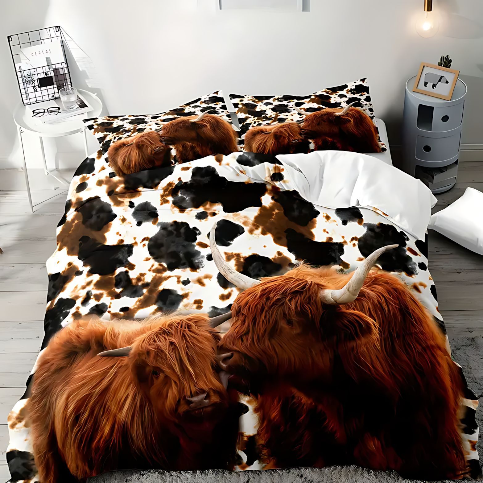 TUME / JIT comercio exterior transfronterizo estilo pastoral animal ganado serie de impresión digital 3D colcha colchón conjunto de almohada