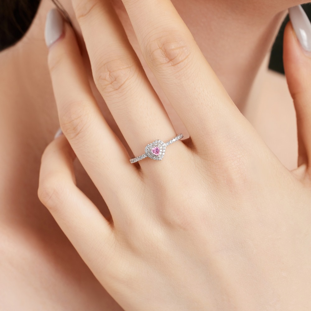 3g Weight Zircon Inlay Material Rings Classification 5, 9 Ring Size 1 Piece Quantity Daily Occasion 925 Sterling Silver Material Heart Shape Pattern 2025 Spring and Summer Season Women's Gender Plating Design Sweet Style 925 Sterling Silver Zircon Heart Shape Rings 925 Sterling Silver Rings 20