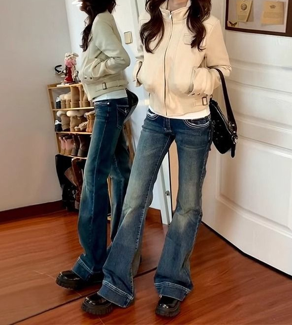 韩系高领麂皮绒外套女春夏新款美式复古机车服短款夹克上衣潮氨纶|undefined