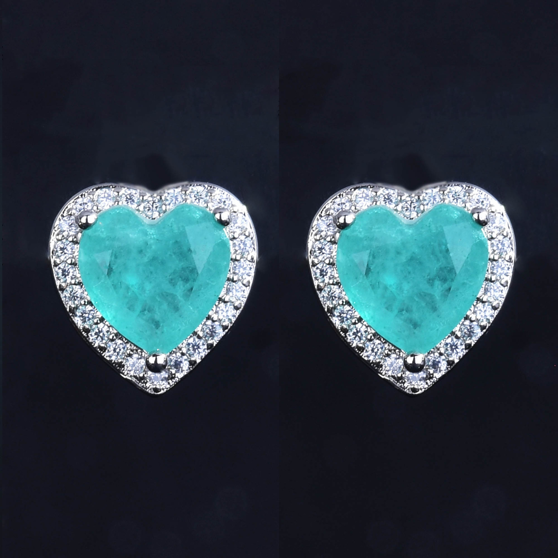 En Gros Imitation Naturel Paraiba Ensemble En Forme De Coeur Anneau Pendentif Collier Boucles D&#39;oreilles Ensemble display picture 8