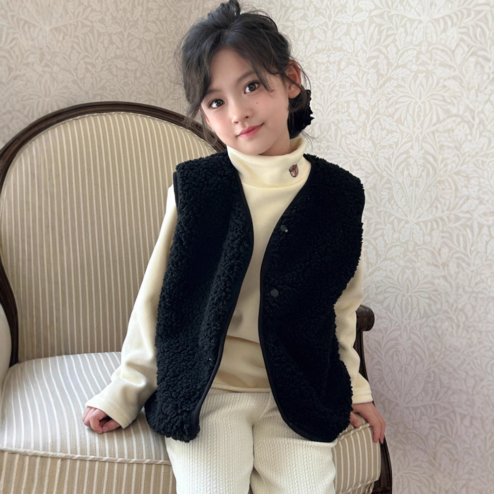 2025秋冬儿童加厚棉毛绒保暖马甲男女童外穿奥粒绒开衫双面穿背心