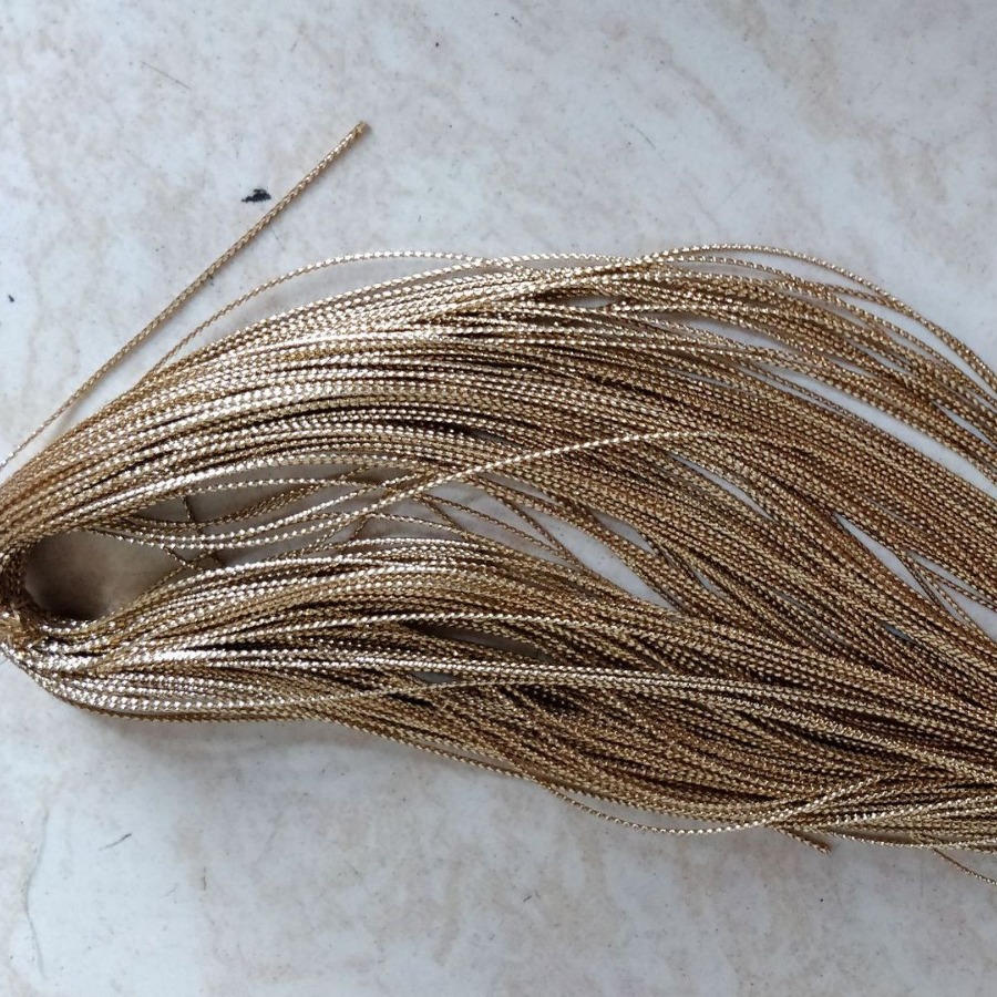 8股深古铜铝箔扁丝皮包没有芯的吊粒绳浅湖蓝金属扁丝皮包吊线