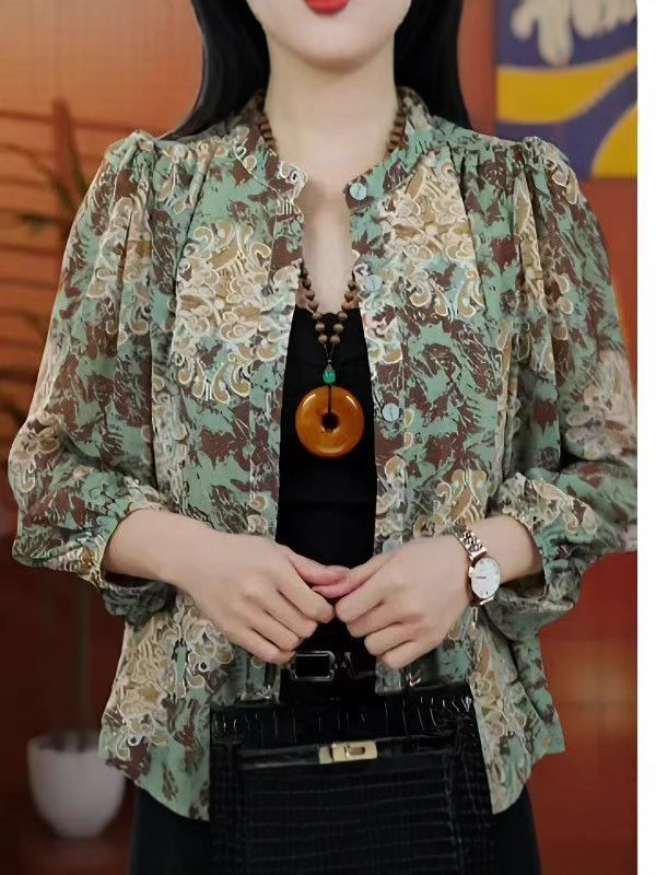 夏季新款妈妈防晒衣中年衬衫夏季女薄款外穿七分袖开衫小衫上衣潮|undefined