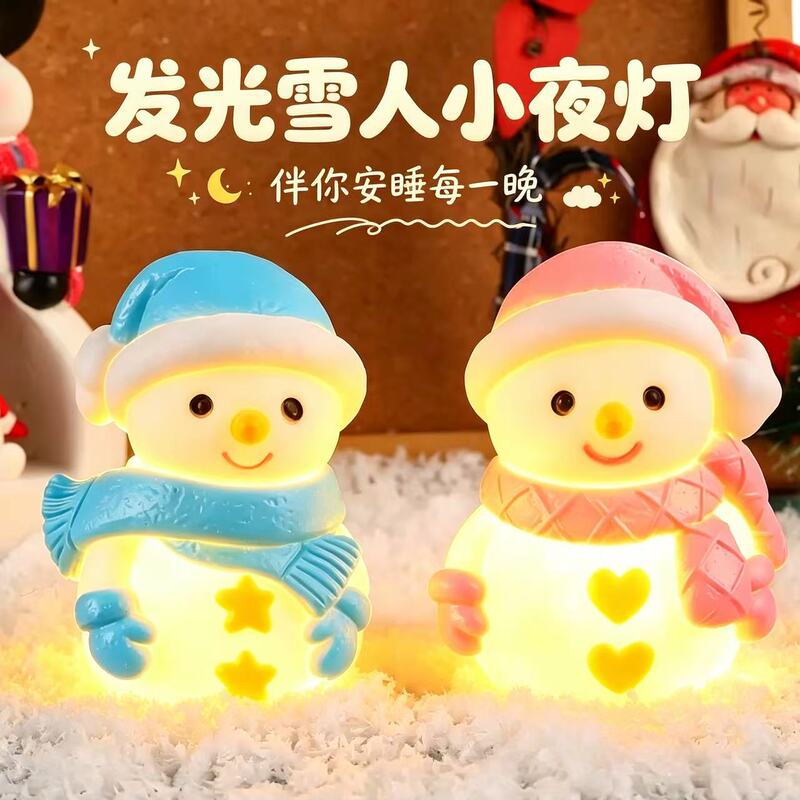 Creative Cute Cartoon Luminous Ornaments, Smiling Christmas Snowman Night Light, Popular Hot-Selling Soft Light Eye-Protecting Bedside Lamp