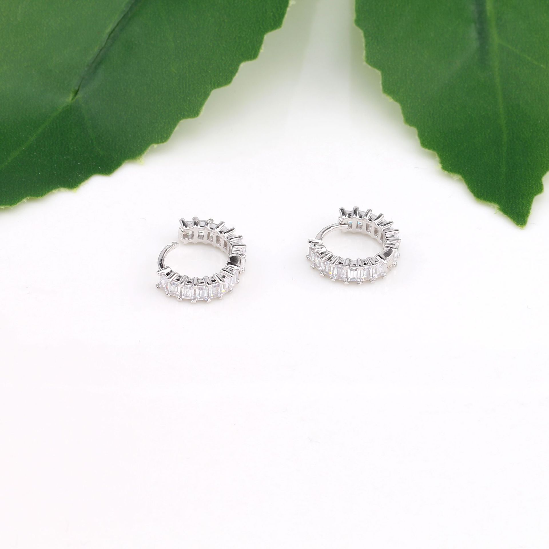 Geometric Pattern Women'S Gender 1 Pair 925 Sterling Silver Zircon Geometric Earrings