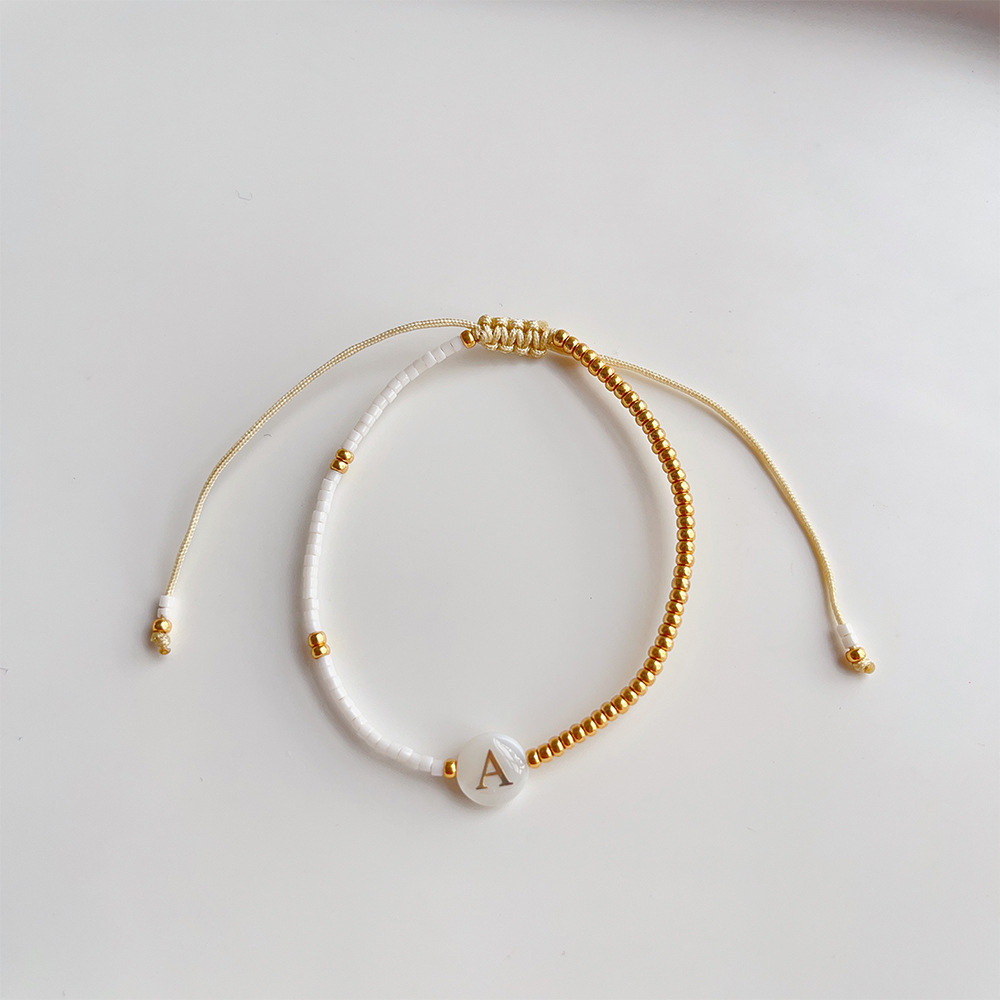 Kkbead nicho estilo francés Toho color retención cuentas de oro pequeña pulsera ajustable Shell carta muñeca joyería femenina