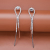 Long earrings, universal accessory for bride, European style, diamond encrusted, boho style