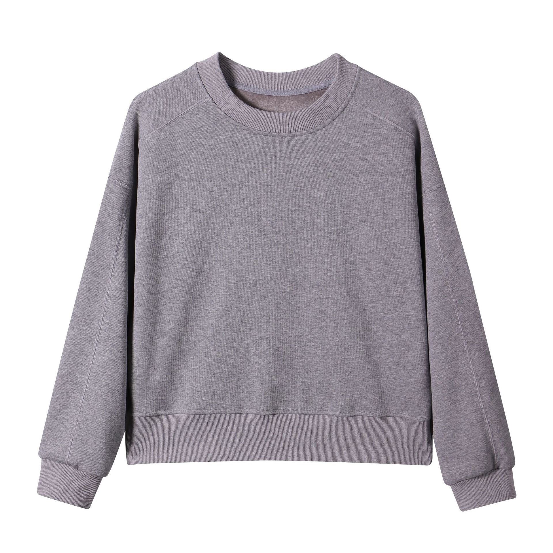 Otoño e invierno nuevo peso 420g ropa femenina cuello redondo corto más suéter de terciopelo marca de moda hasu sólido blusa de diseño de línea image 8