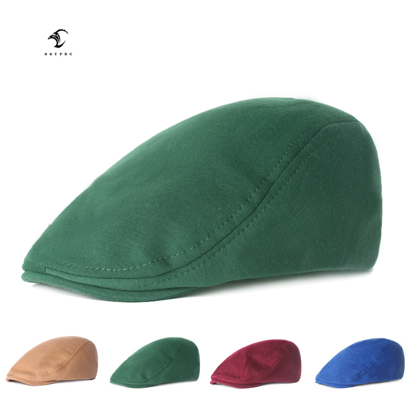 Unisex Solid color simple wool cap men and women's forward hat beret_voghion.com
