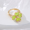 Fashionable universal pendant, copper ring, adjustable zirconium, European style, four-leaf clover, micro incrustation
