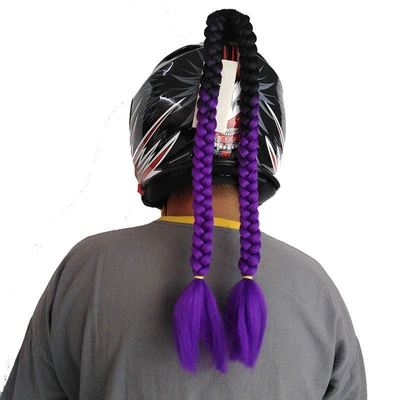 Motosiklet dəbilqələri: Hot-Selling Double Ponytail Wig Accessories - black-purple