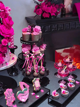玫红色圣诞装饰派对甜品台装自助订婚婚礼钻石宴会插件花架蛋糕