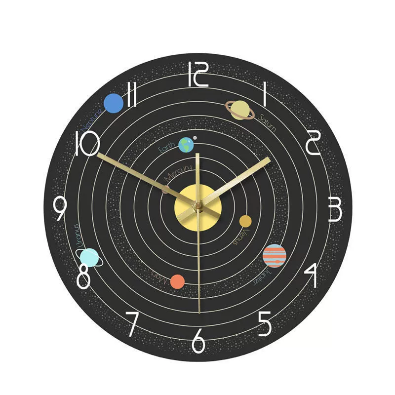 Девять планет Солнечной системы в космической карте современные настенные часы Астрономия образование декоративные часы настенные часы трансграничные