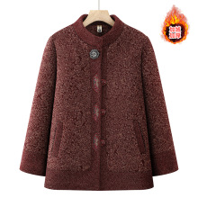 中老年秋装女外套妈妈款大码加绒加厚老太太冬季呢子老人奶奶衣服