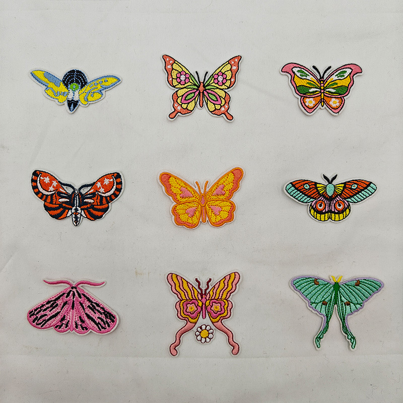 蝴蝶刺绣嘻哈布贴电脑绣花衣裤包帽补丁贴跨境批发套装组合供应货