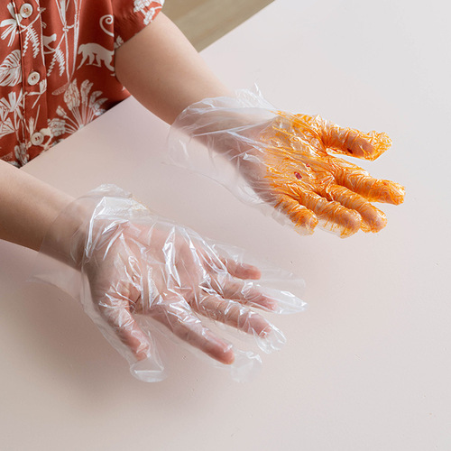 Thickened food-grade disposable PE gloves, catering TPE boxed removable anti-leakage oil-proof anti-slip plastic gloves