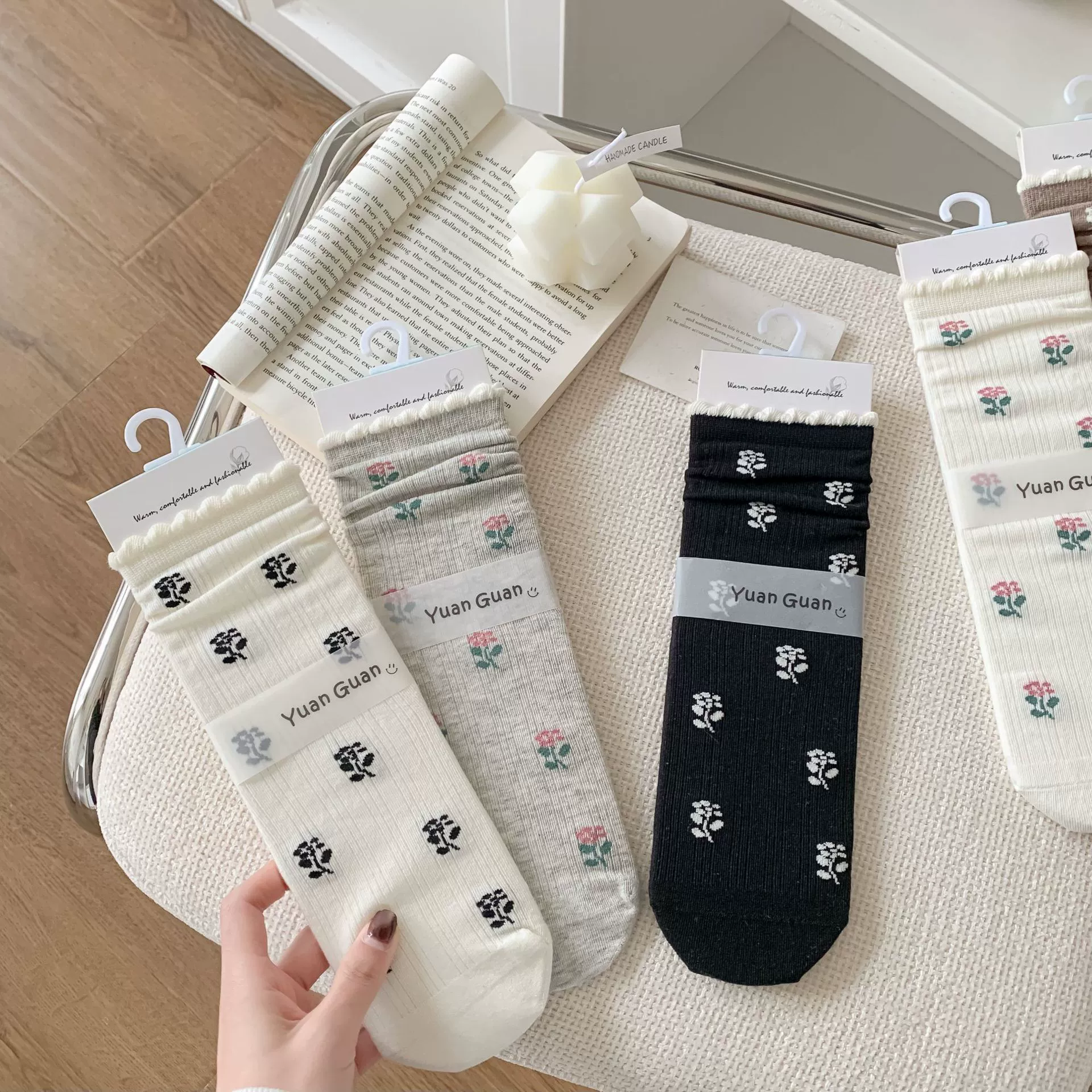 Весенние и летние оригинальные ретро роза роз, сложенные носки, противопоставлявие шарам, корейские китайские носки, дышащие балетные носки