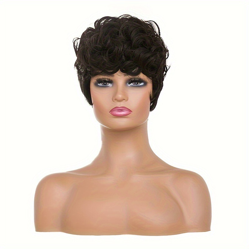 Cross-border wig European and American ladies fashion chemical fiber headgear brown mixed color short curly hair small curly hair factory wholesale Cross-border wig European and American ladies fashion chemical fiber headgear brown mixed color short curly hair small curly hair factory wholesale