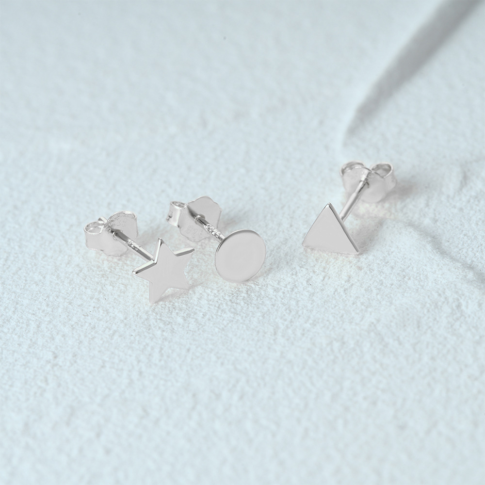 3g Weight Ear Studs Classification 1 Set Quantity Daily Occasion 925 Sterling Silver Material Star, Butterfly Pattern Women's Gender Plating Design Simple Style Style 1 Set 925 Sterling Silver Star Butterfly Ear Studs 25