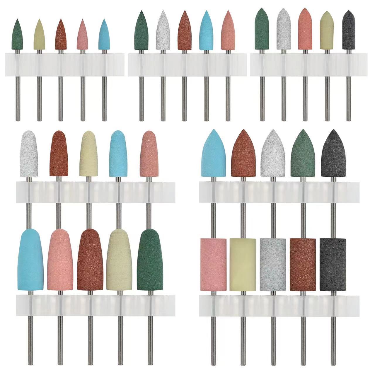 Suministro directo transfronterizo de uñas cabeza de molienda de silicona cabeza de molienda de goma rectificadora eléctrica eliminación de uñas accesorios de pulido cabeza 5 sets