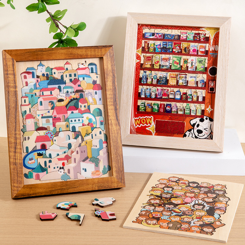 Marco de fotos de dibujos animados de madera para montar la casa/Wukong/máquina de bocadillos