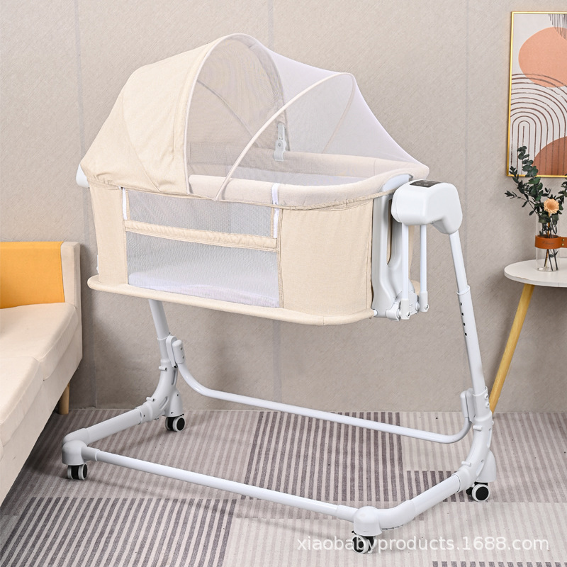 Export stepping electric baby shaker multifunctional folding newborn bedside bed splicing bed infant cradle bed