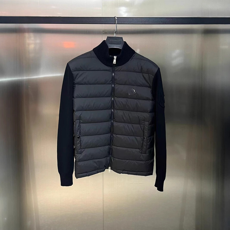 High Version Men's down Jacket Warm Sweater Knitted Sleeves 2025 Mengjia Warm Stand Collar Coat Top