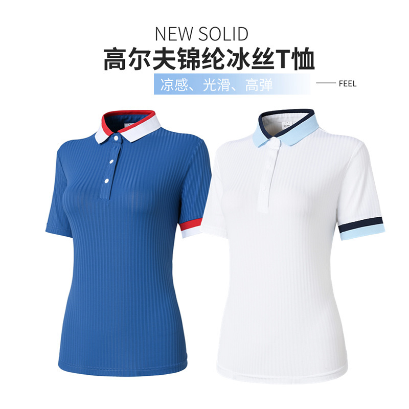 Golf Clothing Women's Summer Short-sleeved T-shirt Slim-fit Korean Golf Sport Lapel Polo Shirt Ball Clothes