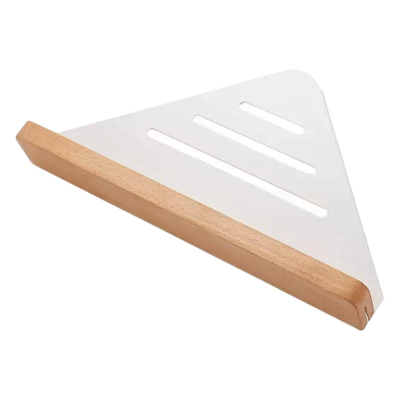 Твердая деревянная треугольная стойка для ванной комнаты без отверстий Душевая комната Унитаз Угловая треугольная корзина Туалет Настенная полка для хранения