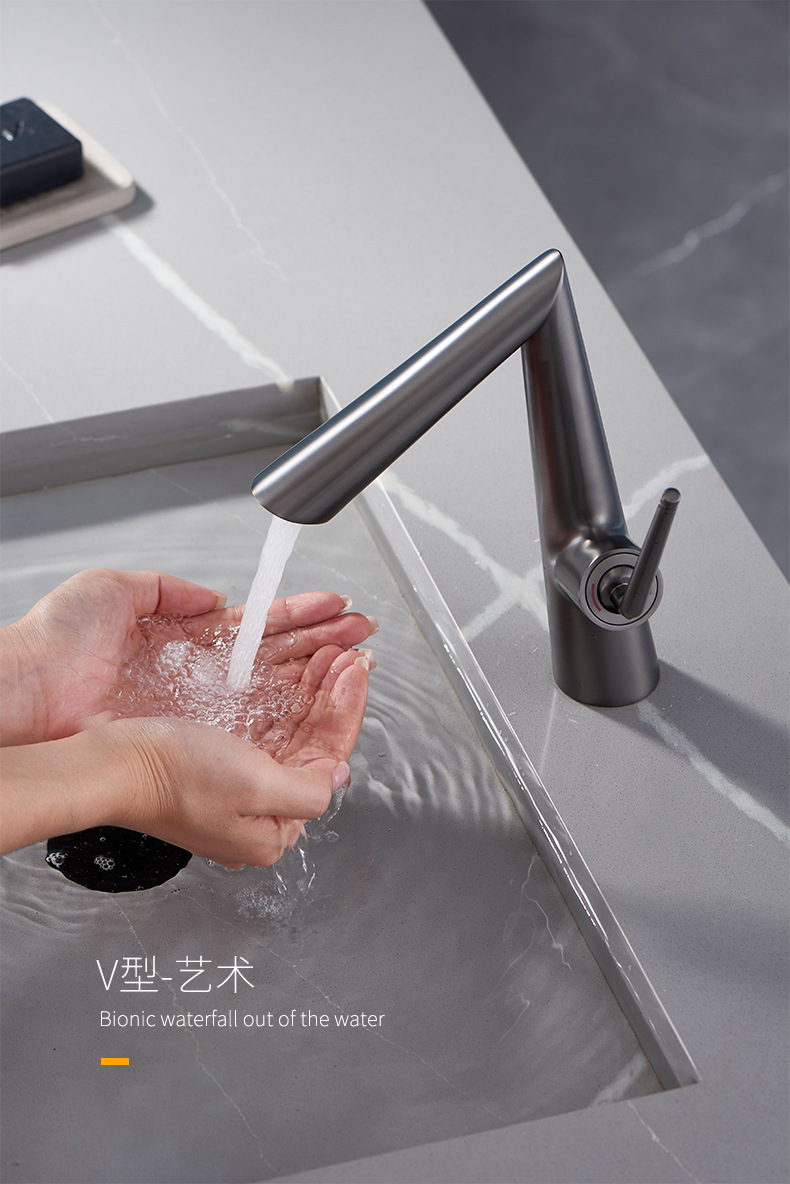 Amazon designer's all-copper hot and cold basin faucet, white single-hole bathroom cabinet, creative washbasin faucet undefined