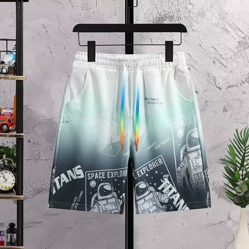 Пляжные шорты лето 2025 новые шорты с принтом быстросохнущие свободные пятикарманные пижамные шорты плавки повседневные