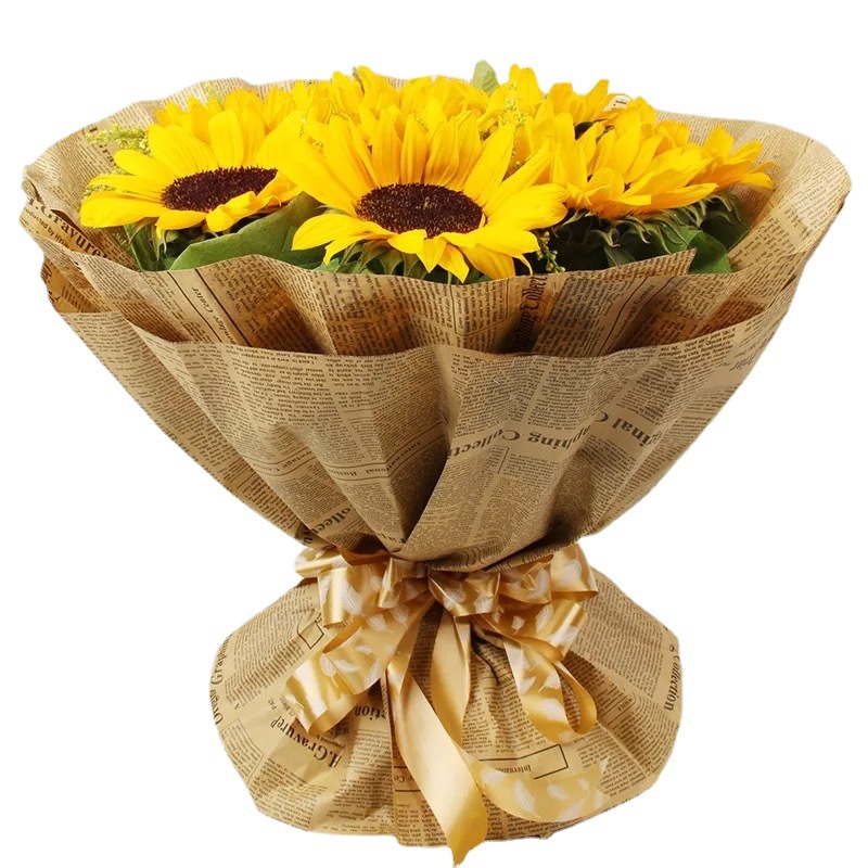 Suministro directo de fábrica retro periódico inglés papel Kraft papel de regalo papel de embalaje de flores de embalaje de ramo de dibujos animados