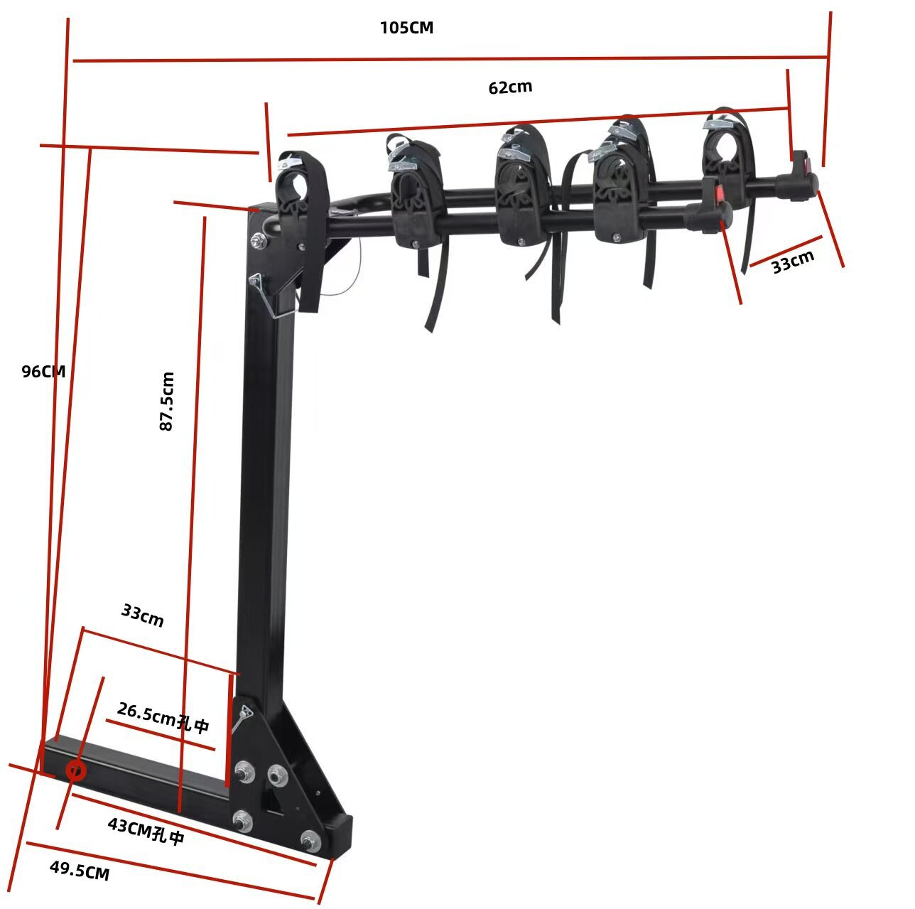 Bicycle Rack Car Rear Mount Bicycle Trunk Rack Rear Rack Frame Suspension Rack Mountain Bike