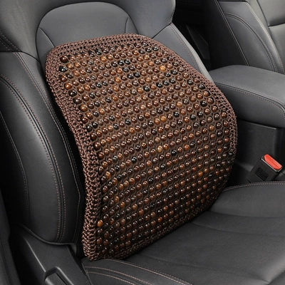 breathable hand-woven wooden bead seat – Cool pad - bodhi-card-network-black-card-bead-waist-support