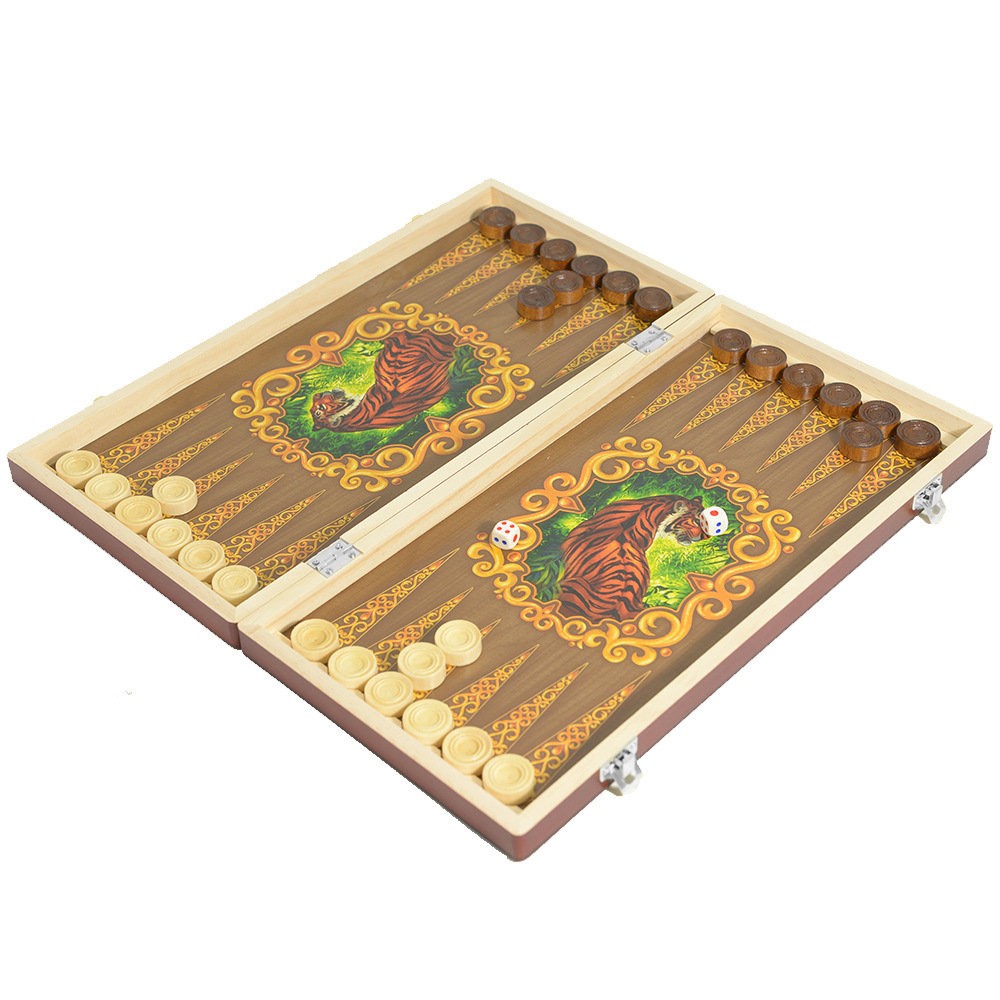 Advanced sense wooden backgammon portable folding multi-size leisure entertainment chessboard wholesale foreign trade puzzle party tour