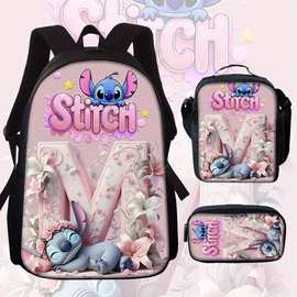 亚马逊双肩包史迪仔字母中小学生轻便减负旅行背包儿童书包三件套